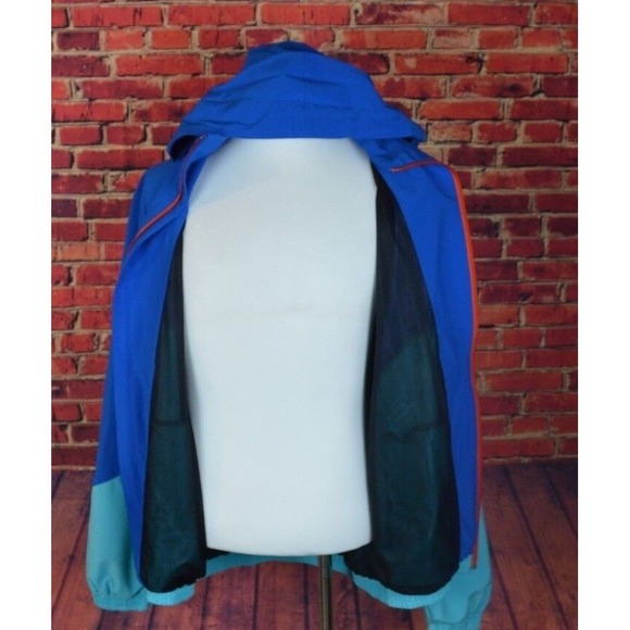 Vintage Look Ten-80 TEN80 Windbreaker Teal Cyan Blue Jacket Mens Large Hooded - Picture 6 of 6